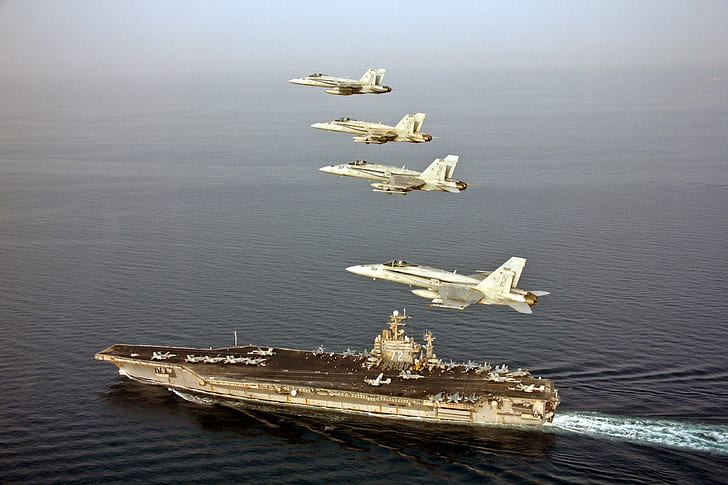 aircraft, aircraft carrier, McDonnell Douglas F/A-18 Hornet, HD wallpaper