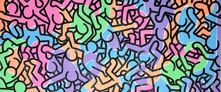 Keith Haring, akrilik, pop art, kumaş, yağlı boya, çizim, HD masaüstü duvar kağıdı HD wallpaper