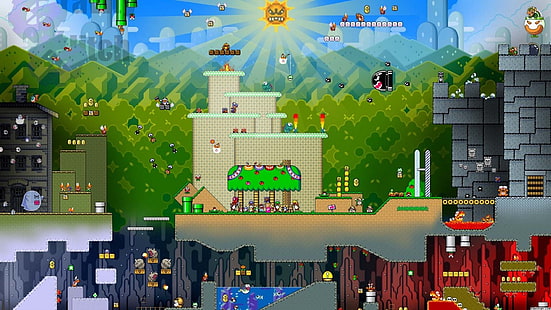 Super Mario digitale Tapete, Super Mario, Mario Bros., Super Mario Bros., Videospiele, HD-Hintergrundbild HD wallpaper