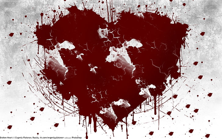 Иллюстрация красного сердца, Кровь, Трещины, Разбитое сердце, HD обои