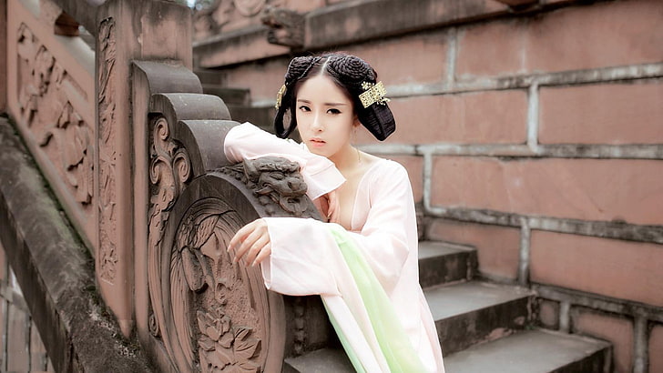 Азиатска, ханфу, китайска рокля, HD тапет