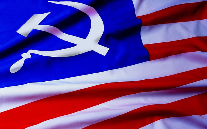 USA flag, flag, USSR, USA, HD wallpaper
