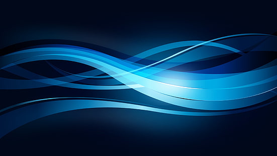 синие графические обои, волнистые линии, абстрактные, синие, HD обои HD wallpaper