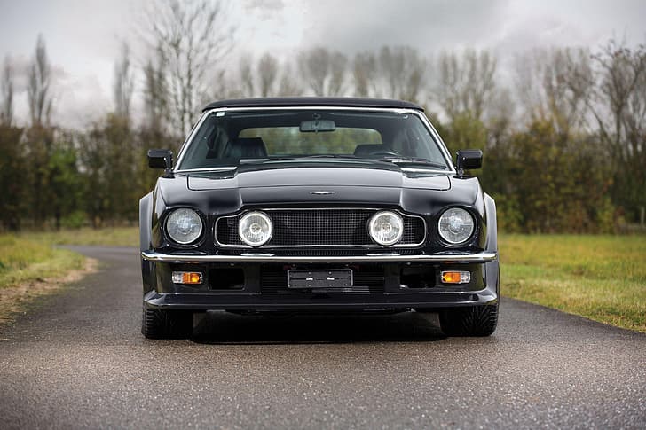 Lights, Black, Front view, Aston Martin V8 Vantage Volante, HD wallpaper