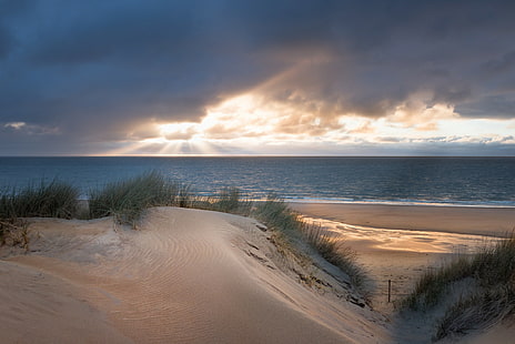 Dunes, sea, beach, beach, dunes, sea, HD wallpaper HD wallpaper