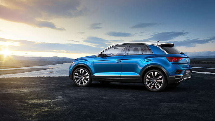 SUV สีน้ำเงิน, Volkswagen T-Roc, รถยนต์ปี 2020, 4k, วอลล์เปเปอร์ HD
