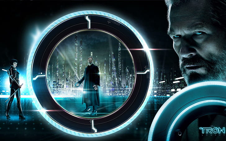 Tron Legacy, tron movie, tron, disc, world black, legacy, enter, grid, blue, currla, 3d and abstract, HD wallpaper