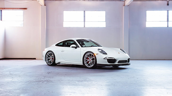 biały 5-drzwiowy hatchback, samochód, Porsche, białe auta, Tapety HD