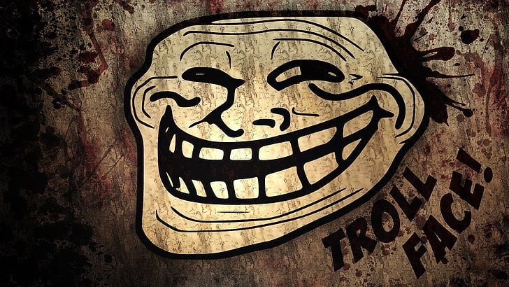 beige and black troll face wallpaper, trollface, troll, face, comic, humour, smile, teeth, HD wallpaper