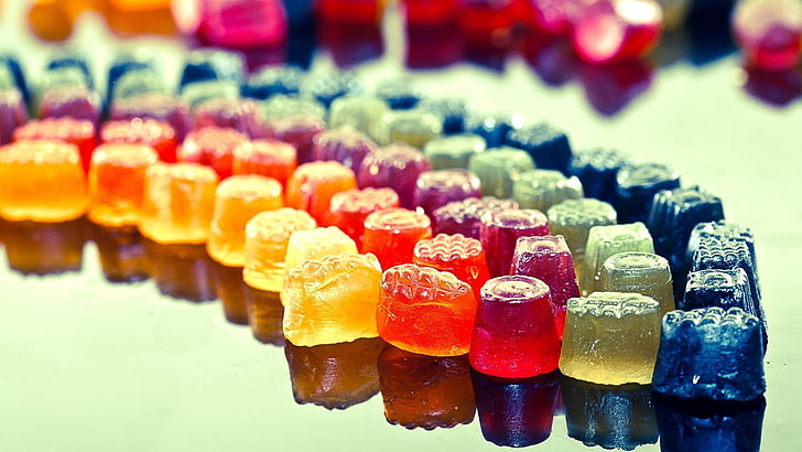 여러 가지 빛깔의 사탕, 여러 가지 빛깔의 사탕, 구미 곰, 젤리, 화려한, 사진, 간단한, 매크로, HD 배경 화면