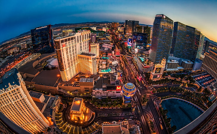 Las Vegas Casino, högvinkelfotografi av stadsbilden, USA, Nevada, Vegas, Casino, HD tapet