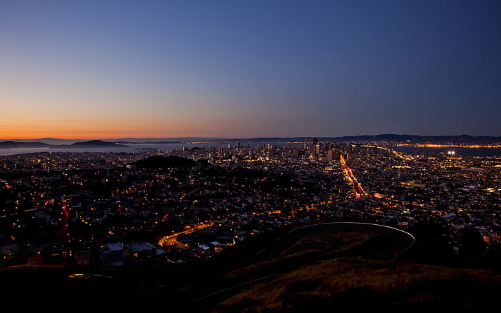 foto udara kota, lanskap kota, kota, San Francisco, AS, Wallpaper HD