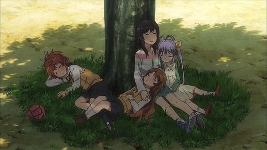 Non Non Biyori, Miyauchi Renge, Koshigaya Komari, Koshigaya Natsumi, sleeping, Ichijou Hotaru, HD wallpaper HD wallpaper