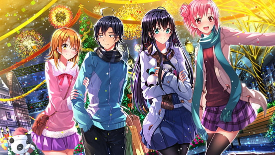 Anime, Swordsouls, Yahari Ore no Seishun Love Comedy wa Machigatteiru, Yuigahama Yui, Hikigaya Hachiman, Yukinoshita Yukino, HD papel de parede HD wallpaper