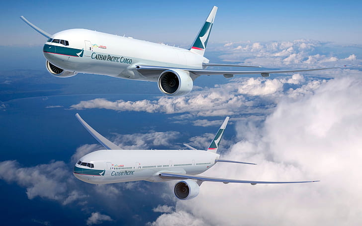 Cathay Pacific Boeing 777, boeing, boeing 777, airplane, aircraft, HD wallpaper
