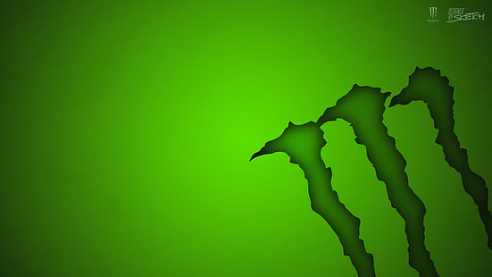 Logo del marchio Monster, bevande energetiche, sfondo verde, logo, Monster Energy, Sfondo HD HD wallpaper