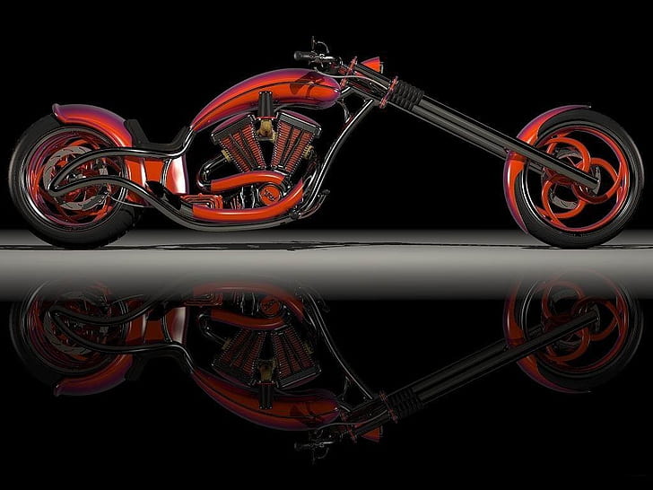 Bike Black American Chopper Motocykle Inne HD Art, Czarny, czerwony, rower, Chopper, ciemny, Tapety HD