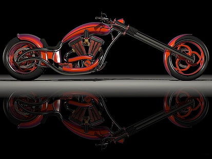 Bike Black American Chopper Motocykle Inne HD Art, Czarny, czerwony, rower, Chopper, ciemny, Tapety HD HD wallpaper