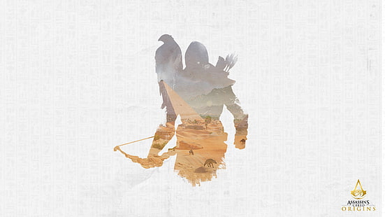 Poster Assassin's Creed Origins, Assassin's Creed, Assassin's Creed: Origins, video games, Ubisoft, MacBook, Wallpaper HD HD wallpaper