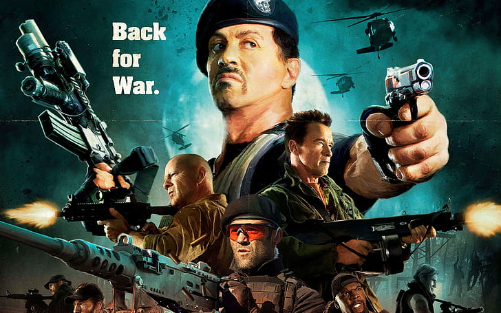 The Expendables 2, Sylvester Stallone HD, back of war advertisement, Expendables, Sylvester, Stallone, HD, HD wallpaper