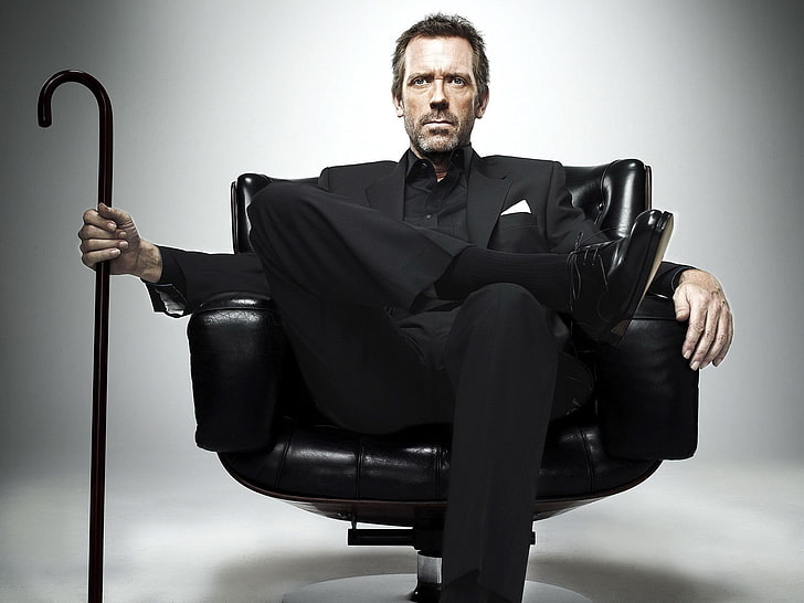 men's black suit, House, Dr. house, Hugh Laurie, HD wallpaper