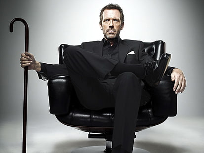 abito nero da uomo, House, Dr. House, Hugh Laurie, Sfondo HD HD wallpaper