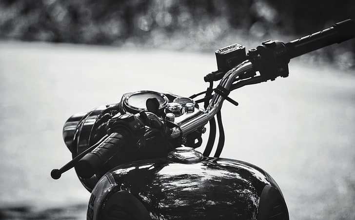 Royal Enfield, мотоциклетна дръжка, черно и бяло, черно-бяло, пътуване, royalenfield, куршум, велосипед, пътуване, реколта, офроуд, HD тапет