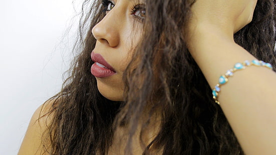 Chia Habte, women, face, portrait, juicy lips, lipstick, ebony, HD wallpaper HD wallpaper