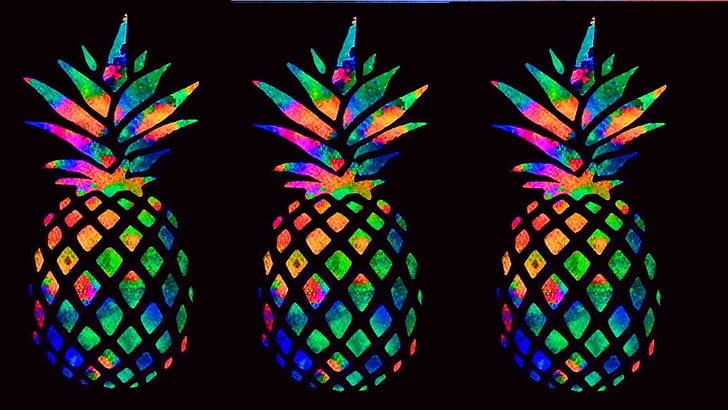 ananas, bunt, Abstraktion, obst, niedlich, neon, lichtschein, digitale kunst, HD-Hintergrundbild