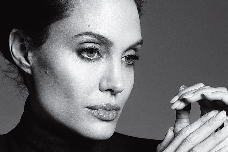 Face, photo, portrait, makeup, actress, brunette, Angelina Jolie,  hairstyle, HD wallpaper | Wallpaperbetter