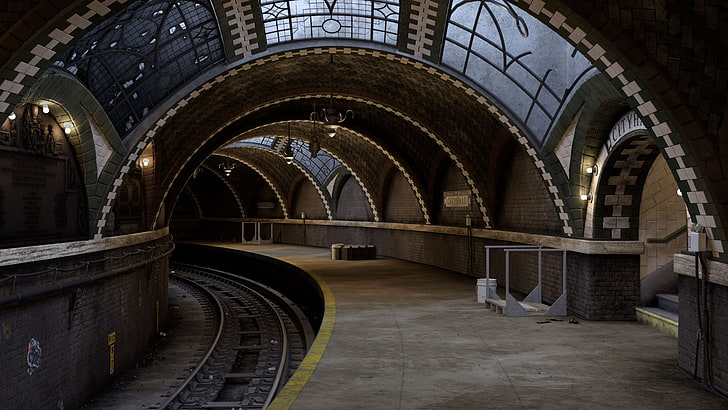 the platform, the tunnel, Vintage Subway, HD wallpaper