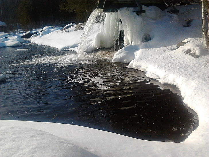 ~~; จุดเริ่มต้นของ Spring Run Off; ~~, หิมะ, น้ำ, น้ำท่า, บานเกล็ด, 3 มิติและนามธรรม, วอลล์เปเปอร์ HD