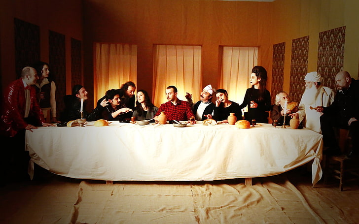 white tablecloth, The Last Supper, Reproduction, Leyla ile Mecnun, Turkish series, HD wallpaper