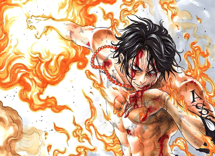 Portgas D Ace wallpaper, Anime, One Piece, Black Hair, Blood, Fire, Orange,  HD wallpaper | Wallpaperbetter