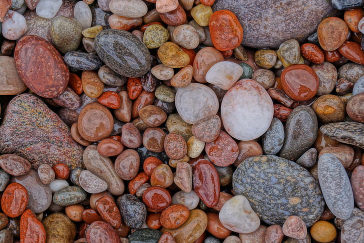 wet, stones, shiny, pebble, HD wallpaper