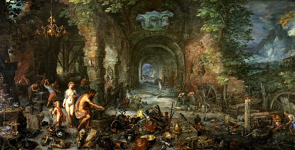 gambar, genre, Jan Brueghel the elder, Alegory Of The Four Elements.Api, Wallpaper HD HD wallpaper