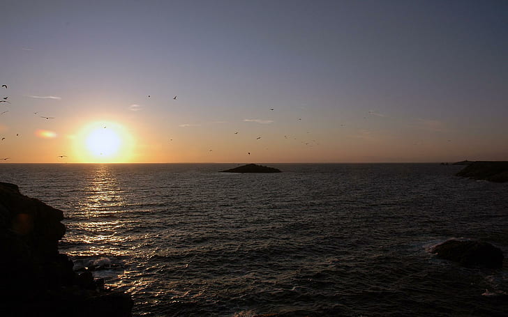พระอาทิตย์ตกใน El Dorado ภูมิทัศน์มหาสมุทรธรรมชาติที่น่าตื่นตาตื่นใจสวยงามพระอาทิตย์ตก 3 มิติและนามธรรม, วอลล์เปเปอร์ HD