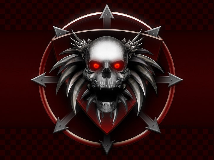 gray skill logo, Dark, Skull, HD wallpaper