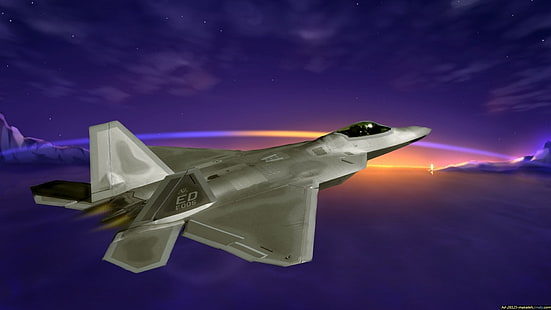 Jet Fighters, Lockheed Martin F-22 Raptor, Самолет, Jet, Военен, HD тапет HD wallpaper