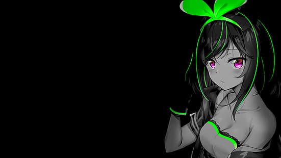 Selektive Färbung, Anime Mädchen, Monochrom, Anime, HD-Hintergrundbild HD wallpaper