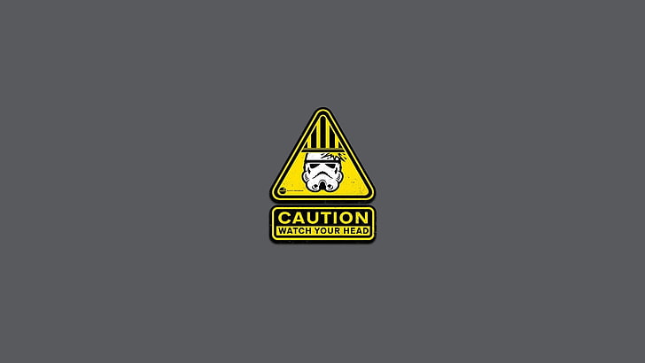 Attention logo, Star Wars, minimalisme, humour, signe, stormtrooper, Fond d'écran HD