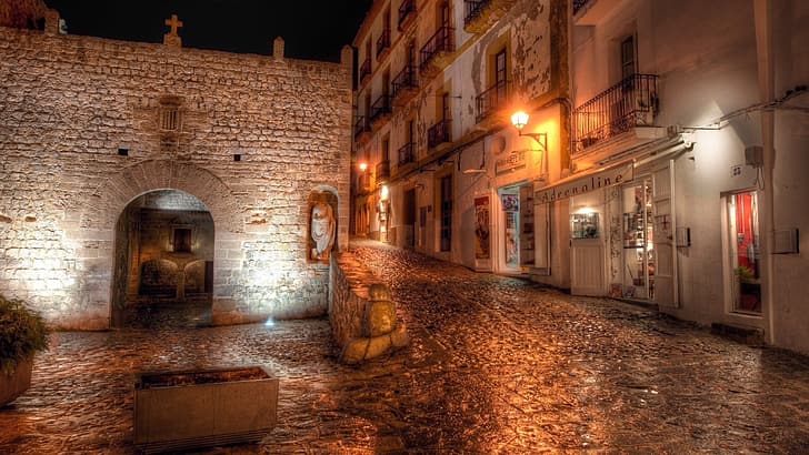 Dalt Vila, Ibiza, prédio antigo, igreja, Ilhas Baleares, HD papel de parede