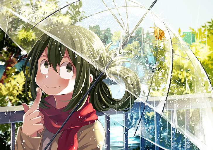 Boku no Hero Academia, Regenschirm, Tiere, Tsuyu Asui, HD-Hintergrundbild