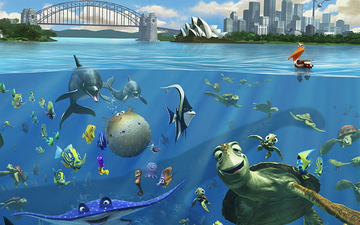 найти немо рыба черепаха море разделить вид Сиднейский оперный театр, HD обои