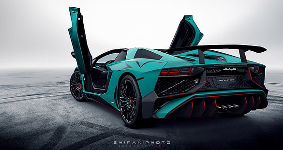 coche deportivo Lamborghini negro y verde azulado, Lamborghini Aventador, coche, Fondo de pantalla HD HD wallpaper