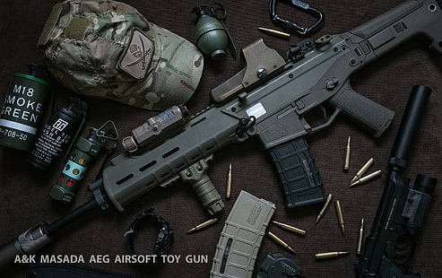 airsoft, serangan, permainan, senjata, militer, senapan, mainan, senjata, Wallpaper HD HD wallpaper