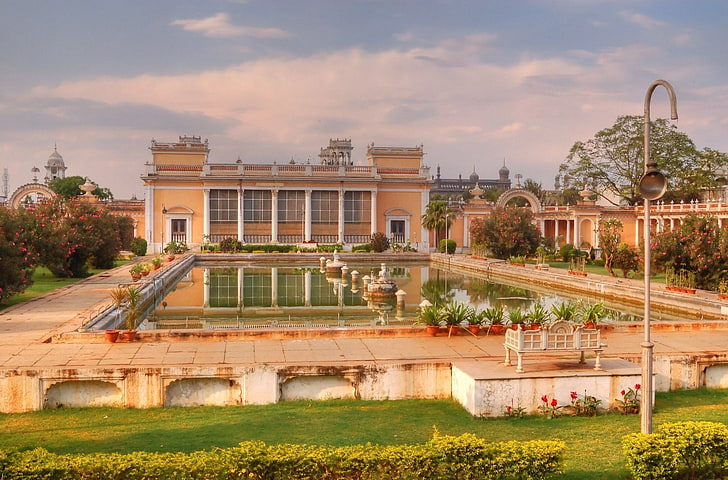 Edifício, Palácio, Palácio de Chowmahalla, Arquitetura, Jardim, Hyderabad, Índia, Palácio, Palácio real, HD papel de parede