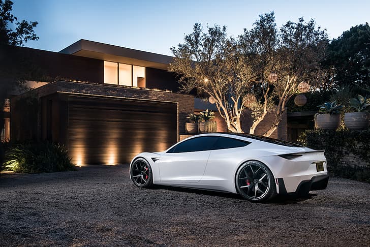 Tesla Roadster, Roadster, car, electric car, supercars, American cars, coupe, HD wallpaper