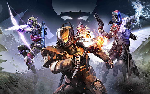 Destiny 2 (videogioco), videogiochi, fantascienza, arma, soldato, Titan (Destiny), cacciatore (destino), stregone (destino), martello, arco e freccia, pistola, Sfondo HD HD wallpaper
