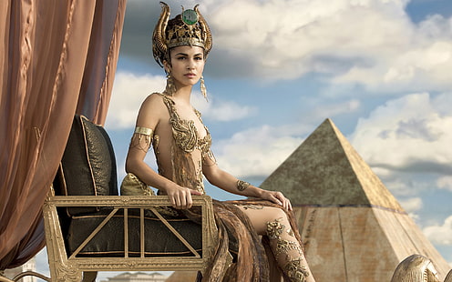 이집트, 이집트, 신, 엘로 디, 영, 하토르의 Hathor 신으로서의 Elodie Yung, HD 배경 화면 HD wallpaper